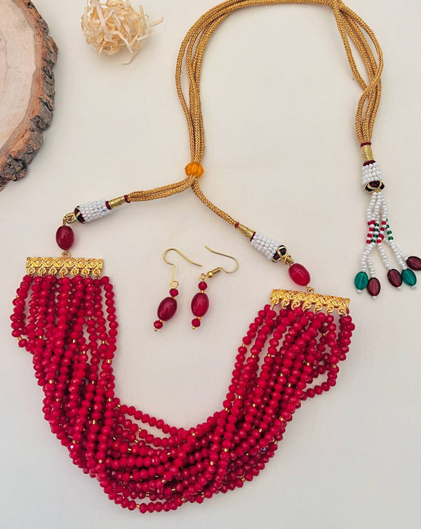 Stunning Gold Plated Red Choker Necklace