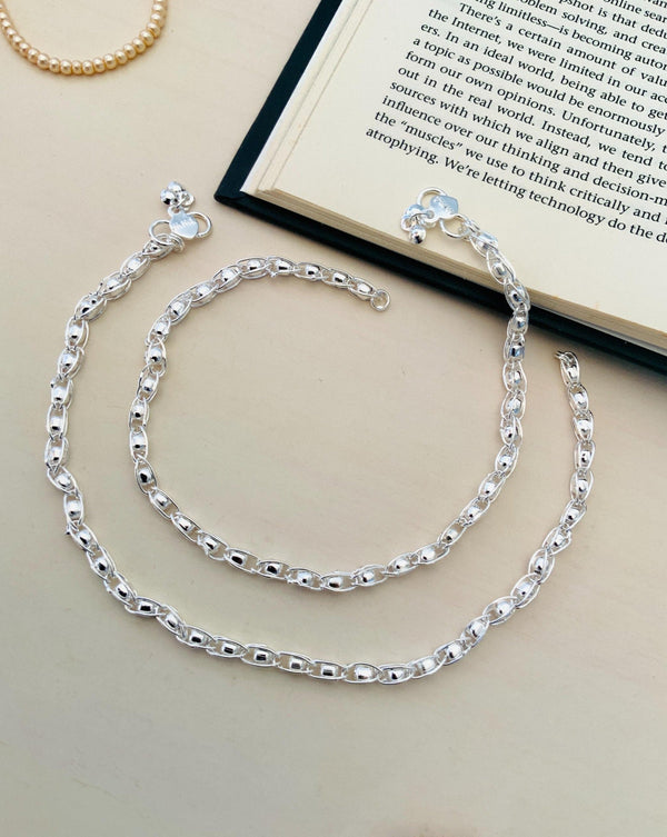 High Quality Silver Black Bead Anklet